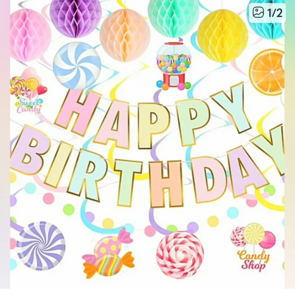 Happy Birthday Party Decorations Candy Shop Girls